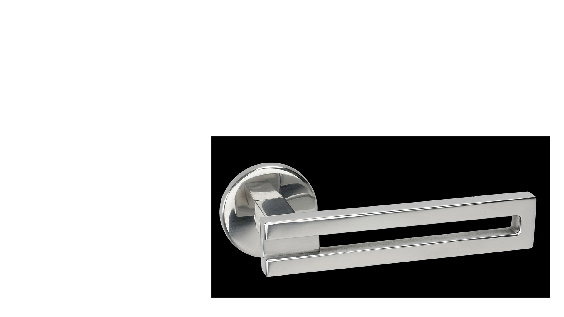Stainless Steel Lever handle from the Parallel Range. A suite of ironmongery designed by Keith Williams