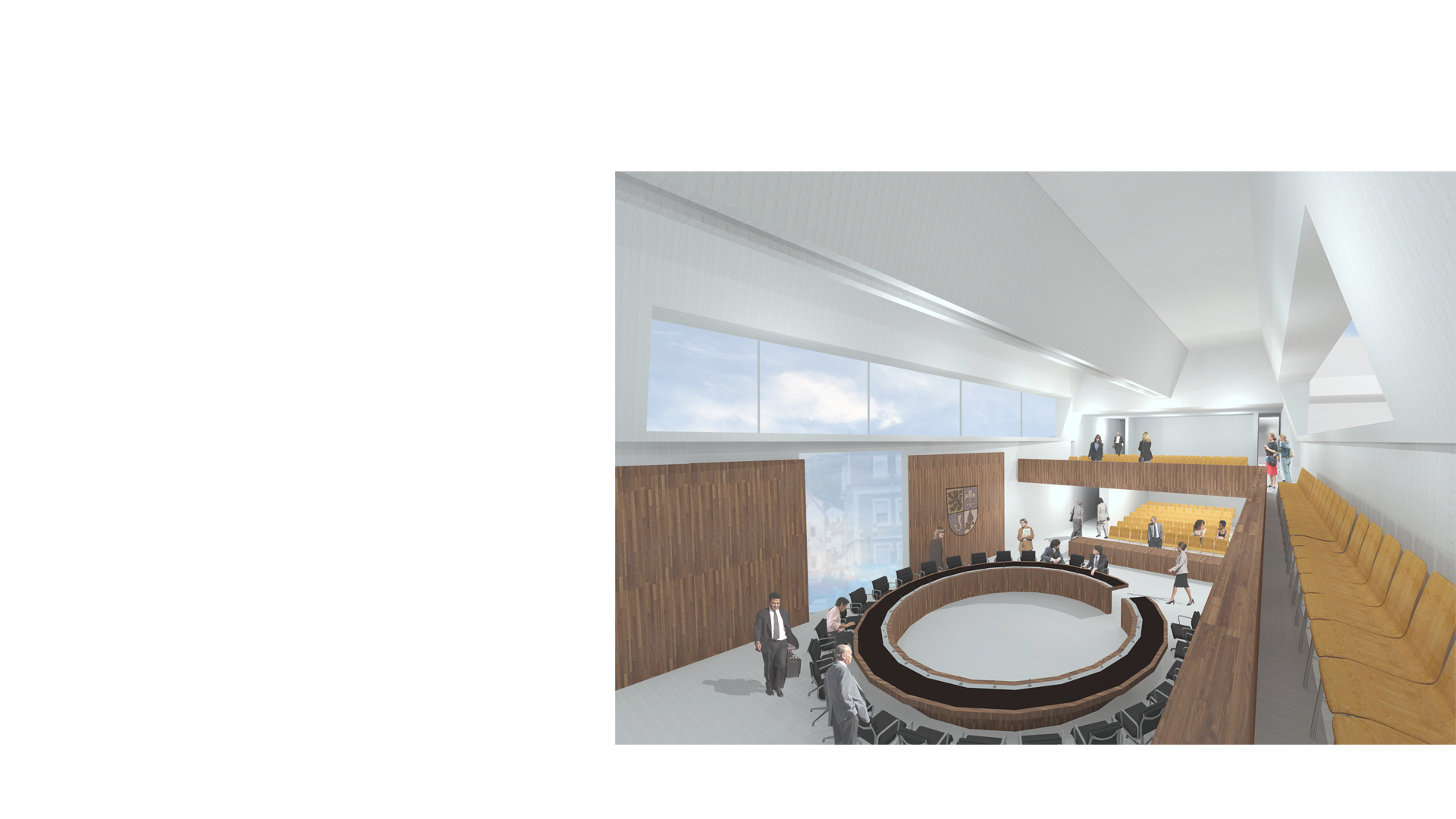 3D composite rendering of the council chamber Neubau Rathaus Stadt Leimen Germany