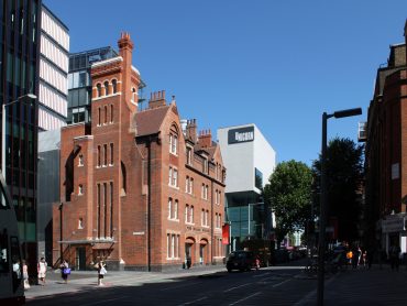 Restored former Tooley Street Fire Station as media space and restaurant. Unicorn Theatre in the background