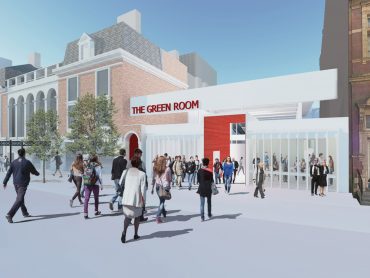 Illustration of proposed temporary theatre by Keith Williams Architects adjacent the Wolverhampton Grand Theatre on Lichfield Street Wolverhampton