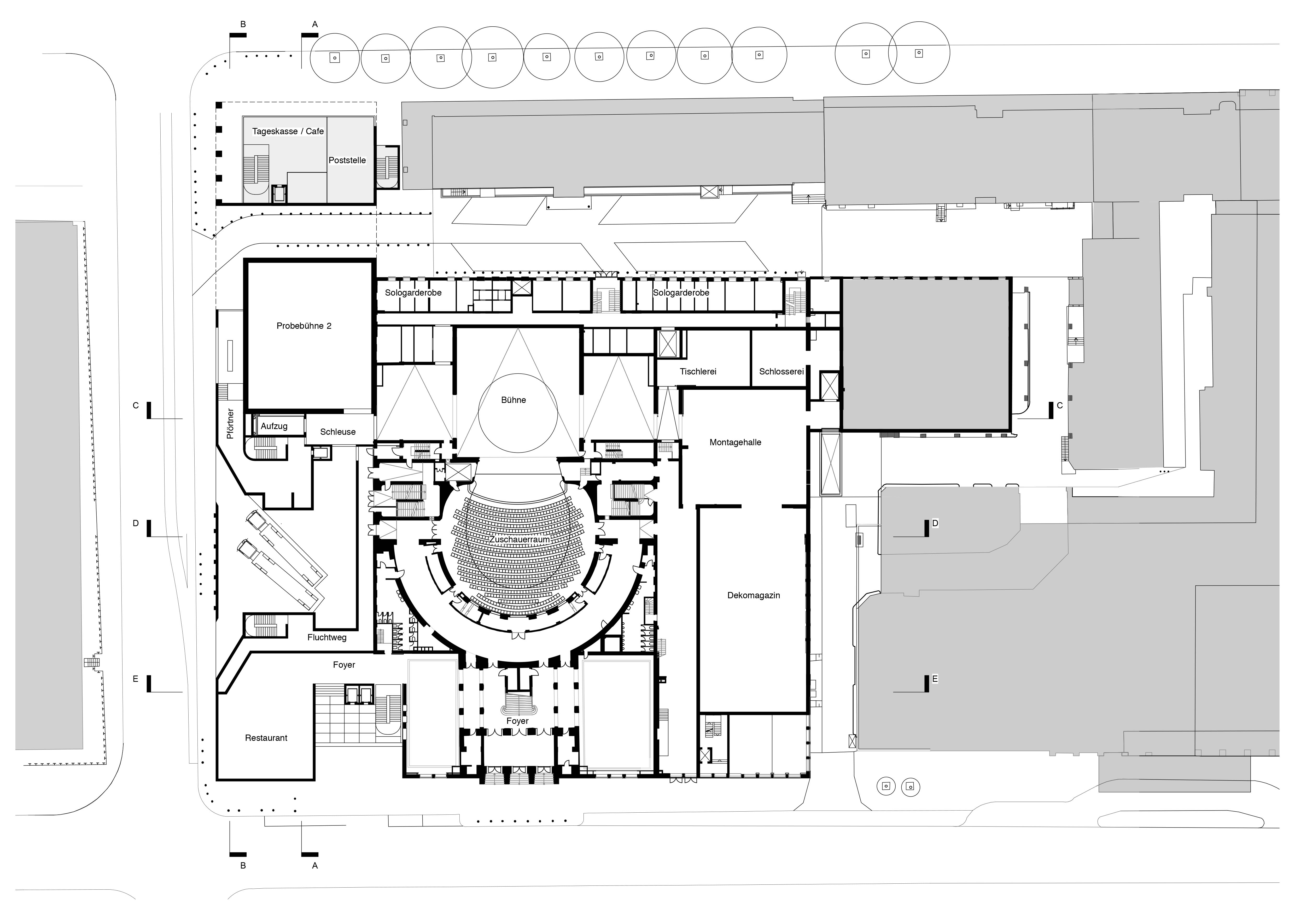 Stage Level Plan Komische Oper Berlin by Keith Williams Architects