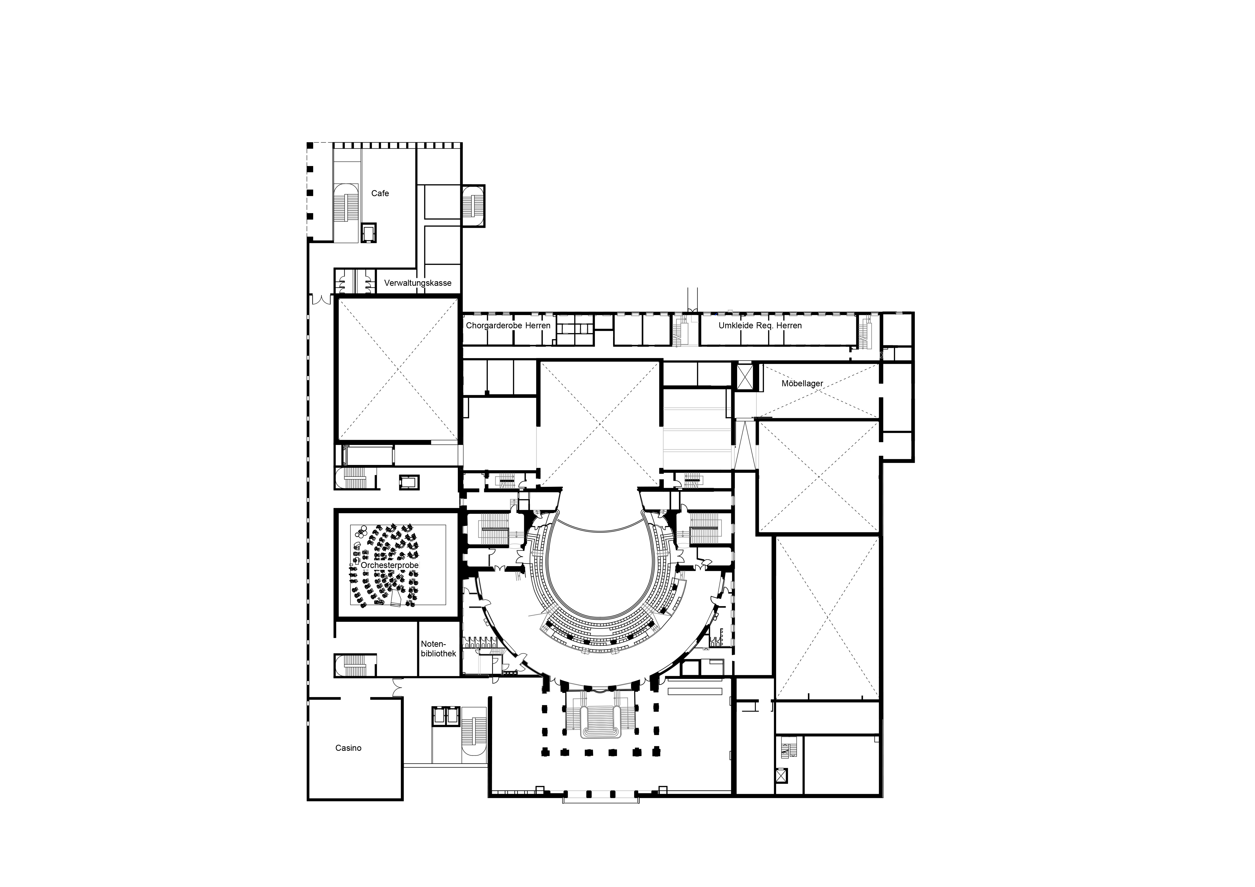 1st Floor Plan Komische Oper Berlin by Keith Williams Architects