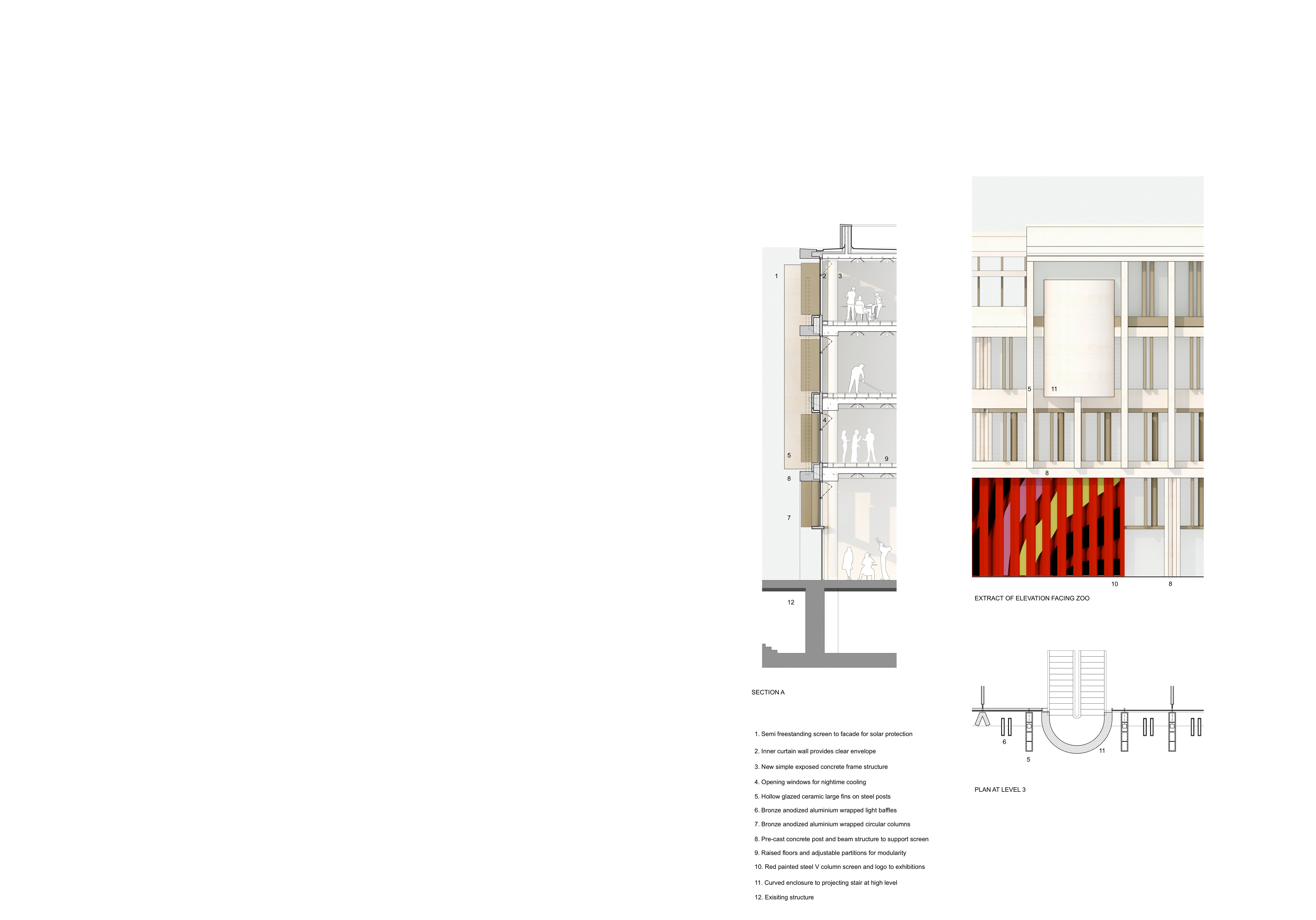 Youth Theatre (Kinder-und Jugendtheater) Frankfurt by Keith Williams Architects Technical Section + Elevational Detail