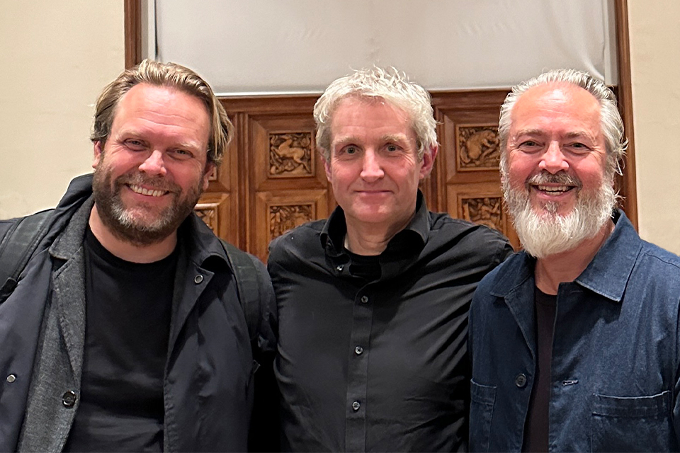 Keith WIlliams pictured centre at RIBA with Carl Turner & Tomas Stokke