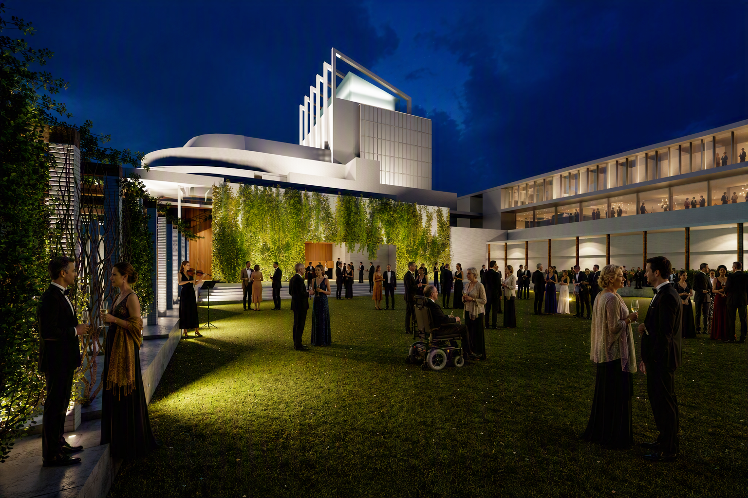 Mid West Opera House Garden at Night designed by Keith Williams Architects
