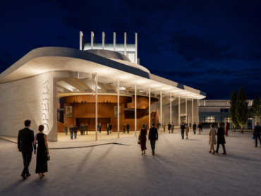 Mid West Opera House Main Approach at Night designed by Keith Williams Architects